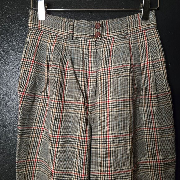 Pendleton Vintage Womens 24 Plaid Wool Trousers Pleated Academia Twee Nerd - Picture 3 of 9